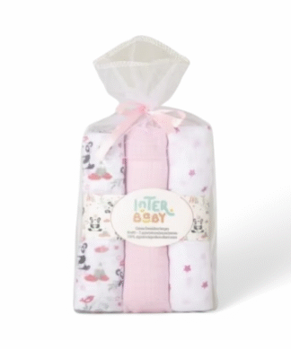 Interbaby Муслиновые Пеленки 80x80 3 шт. - Розовая Панда