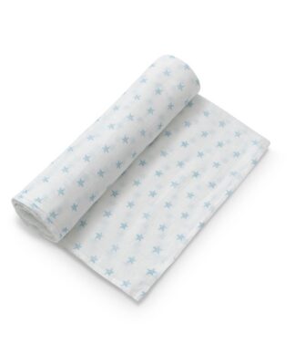 Interbaby Muslin Swaddle 120x120 1 pcs- Blue Stars