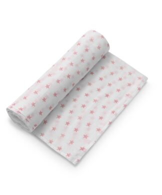 Interbaby Muslin Swaddle 120x120 1 pcs- Pink Stars