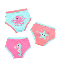 Zoocchini 3 Organic Cotton Training Pants - Girls Ocean 2-3 Years